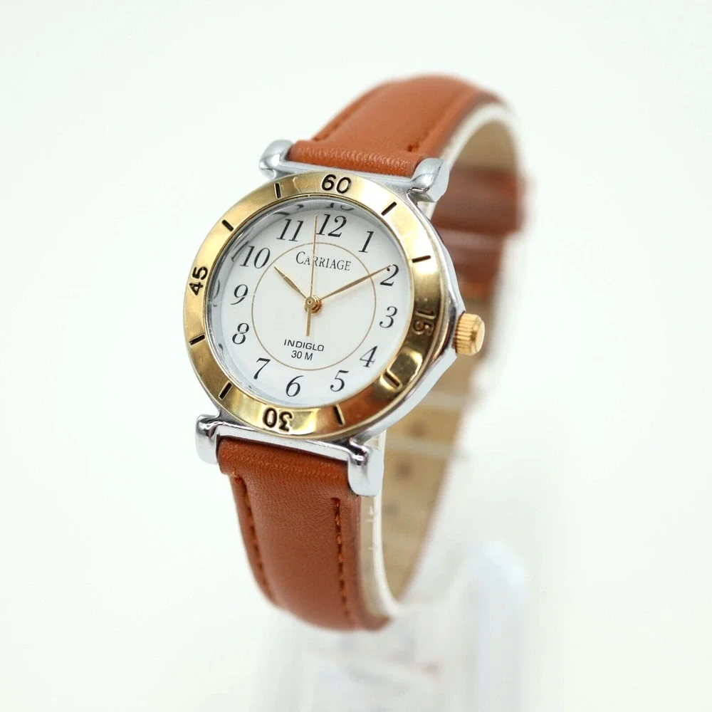 Carriage by Timex Classic Dress Watch 30mm Non Indiglo Two Tone Brown Leather